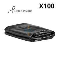 Housse noire KFB de 660 litres pliée, avec mentions lot de 100 et lien classique