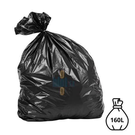 (X100) - Sac poubelle BD Noir conteneur - (160L / 65 Microns) - Vue sac plein