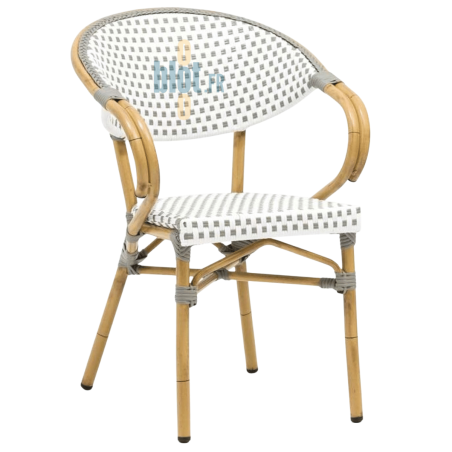 Fauteuil BASTILLE - Bamboo look - Gris / Blanc