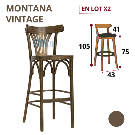 Tabouret MONTANA - Hêtre - Patine Vintage