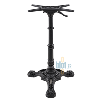 Pied de table bistrot RÉTRO rabattable en fonte noire, avec colonne décorative et base à trois branches