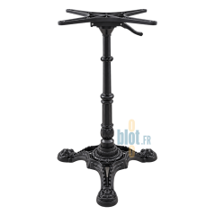Pied de table bistrot RÉTRO rabattable en fonte noire, avec colonne décorative et base à trois branches